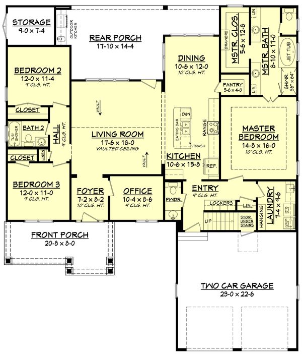 Architectural House Design - Craftsman Floor Plan - Main Floor Plan #430-140