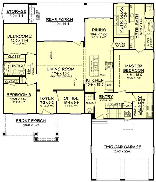 Dream House Plan - Craftsman Floor Plan - Main Floor Plan #430-140