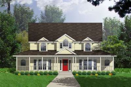 Exterior - Front Elevation for Country House Plan #40-219 - 3 bed, 2.5 bath