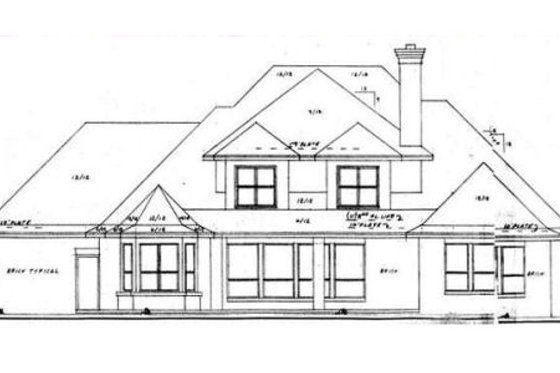 Exterior - Rear Elevation for European House Plan #52-169 - 3 bed, 3.5 bath