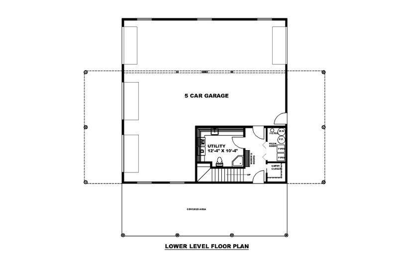 House Blueprint - Floor Plan - Lower Floor for Farmhouse House Plan #117-929 - 1 bed, 2 bath