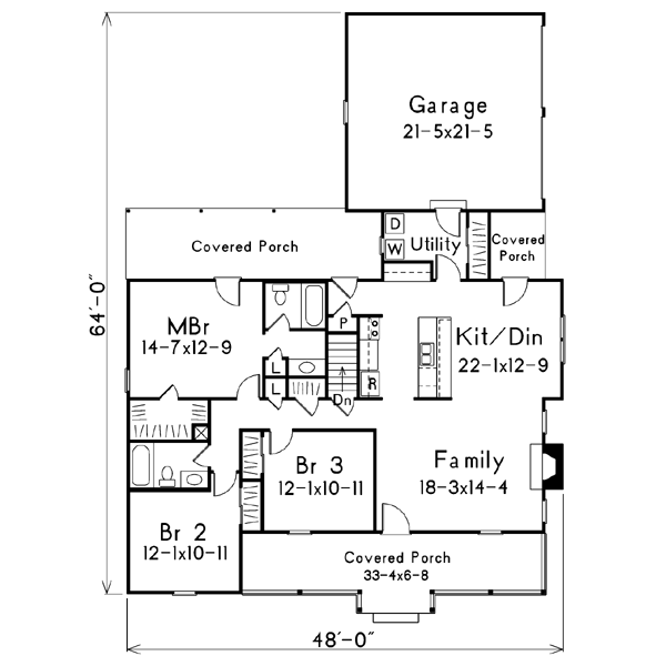 House Plan Design - Farmhouse Floor Plan - Main Floor Plan #57-117
