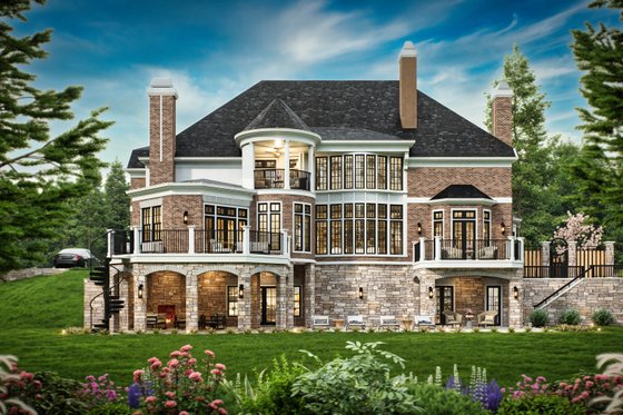 Exterior - Rear Elevation for European House Plan #119-419 - 4 bed, 4.5 bath
