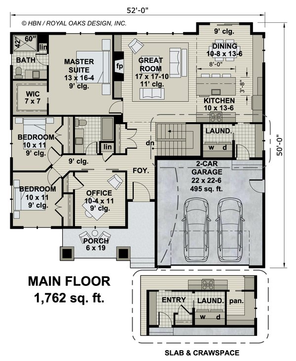 Dream House Plan - Craftsman Floor Plan - Main Floor Plan #51-1178