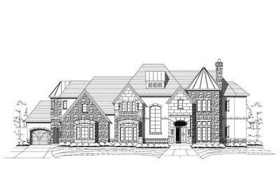 Exterior - Front Elevation for European House Plan #411-564 - 4 bed, 4.5 bath