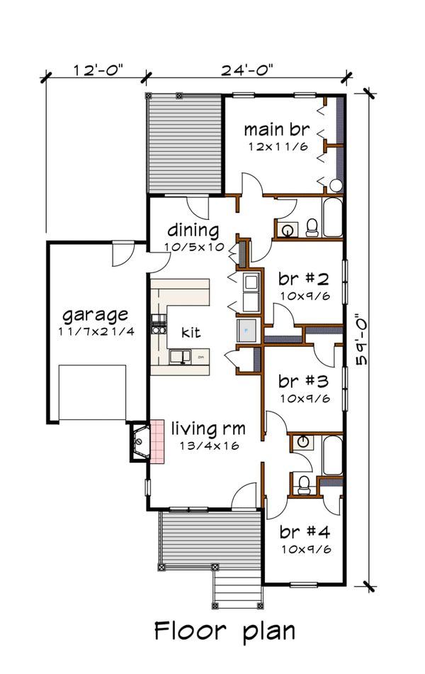 Bungalow Floor Plan - Main Floor Plan #79-310