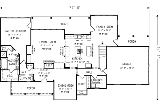 Floor Plan - Main Floor for European House Plan #410-347 - 4 bed, 3.5 bath