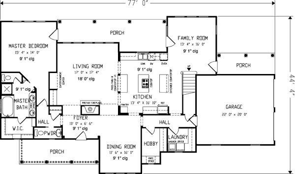 Architectural House Design - European Floor Plan - Main Floor Plan #410-347
