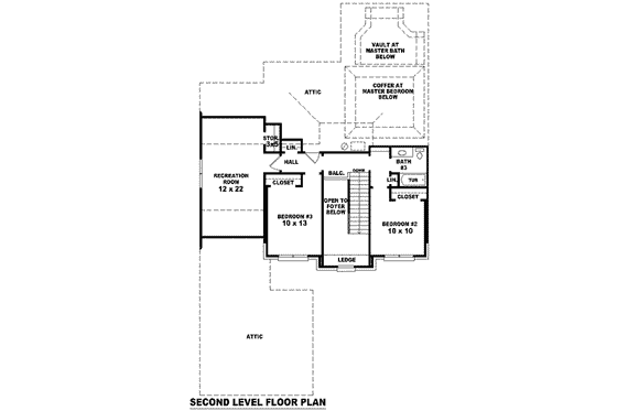 Floor Plan - Upper Floor for European House Plan #81-861 - 4 bed, 3 bath