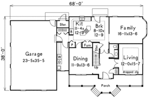 Floor Plan - Main Floor for Southern House Plan #57-230 - 4 bed, 2.5 bath