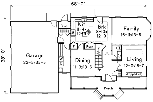 Home Plan - Southern Floor Plan - Main Floor Plan #57-230