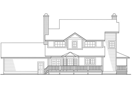 Exterior - Rear Elevation for Traditional House Plan #124-404 - 3 bed, 2.5 bath