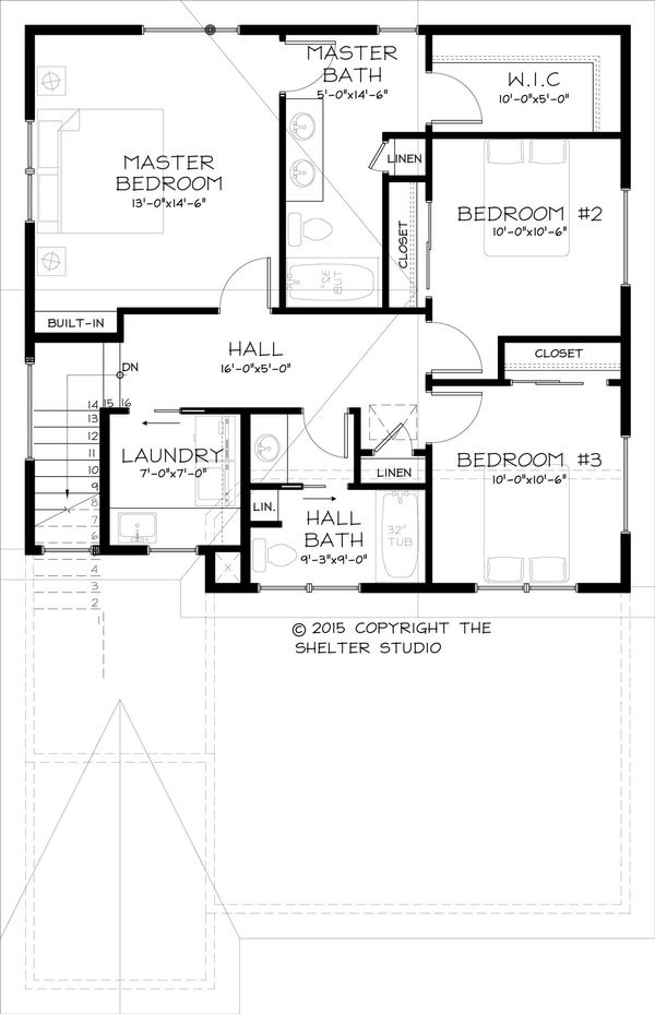 Traditional Floor Plan - Upper Floor Plan #895-42
