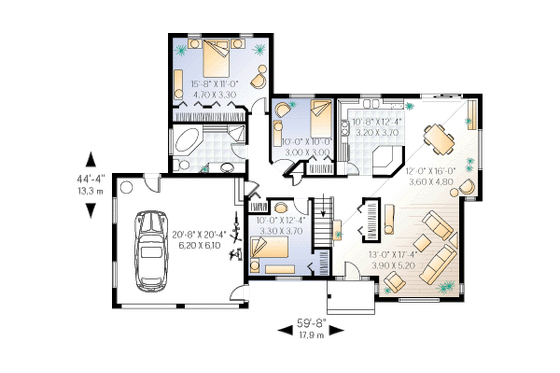Floor Plan - Main Floor for Traditional House Plan #23-123 - 3 bed, 1 bath