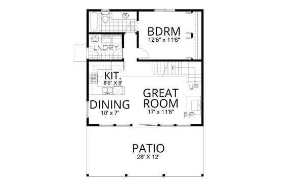 Floor Plan - Main Floor for Cabin House Plan #112-296 - 2 bed, 1 bath