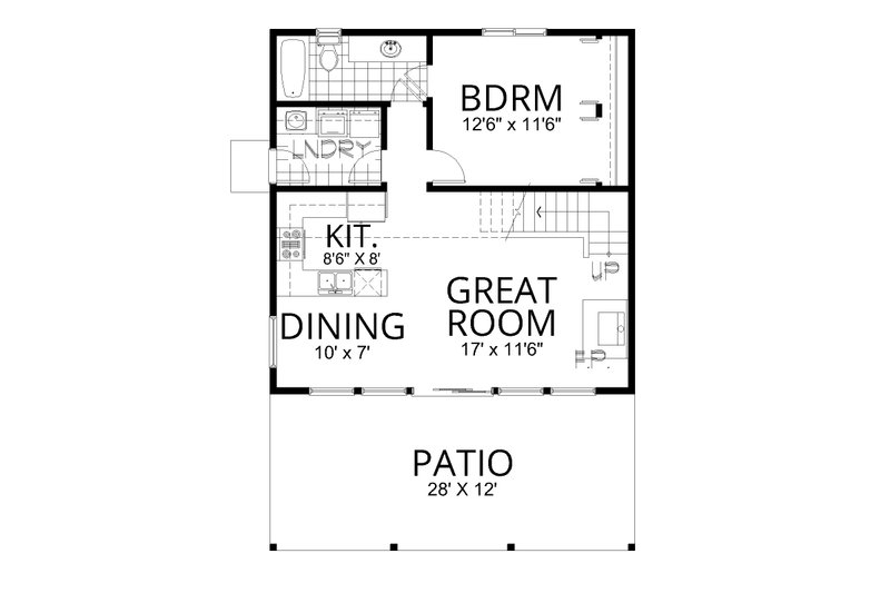 House Blueprint - Floor Plan - Main Floor for Cabin House Plan #112-296 - 2 bed, 1 bath