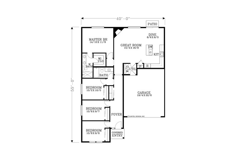 Architectural House Design - Floor Plan - Main Floor for Craftsman House Plan #53-740 - 4 bed, 2 bath
