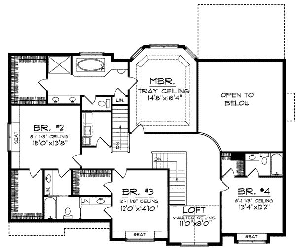 House Design - European Floor Plan - Upper Floor Plan #70-638
