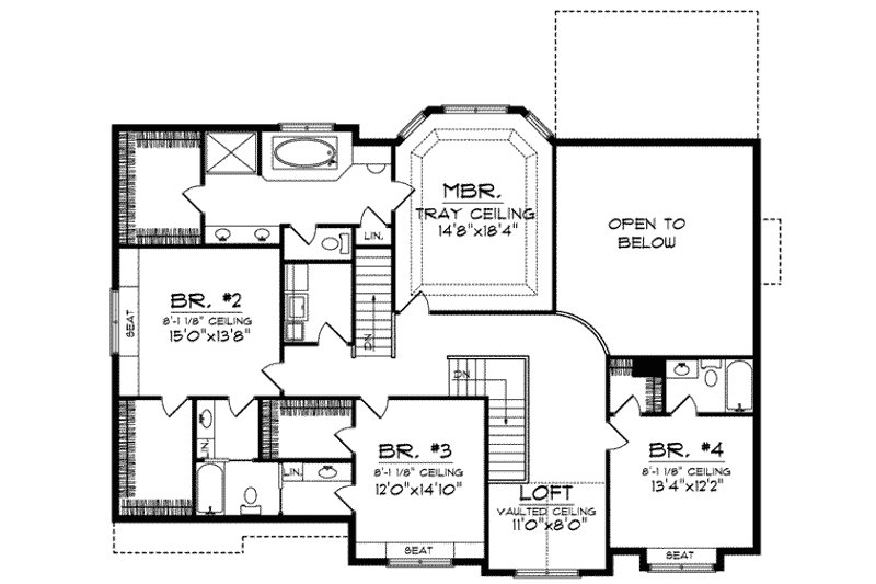 Home Plan - Floor Plan - Upper Floor for European House Plan #70-638 - 4 bed, 3.5 bath