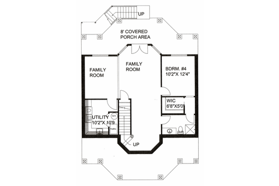 Floor Plan - Lower Floor for Victorian House Plan #117-701 - 4 bed, 3 bath