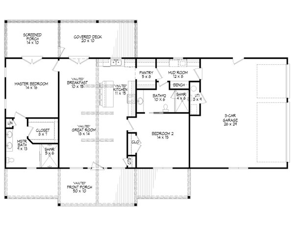 House Design - Ranch Floor Plan - Main Floor Plan #932-577