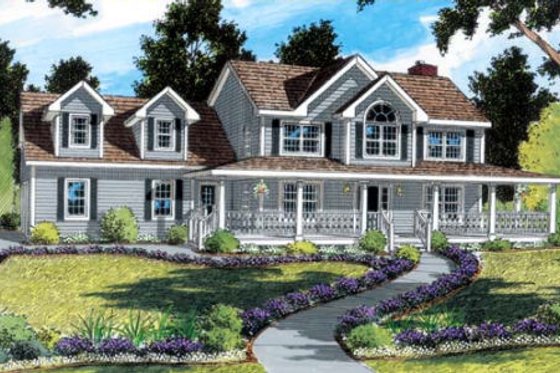 Exterior - Front Elevation for Country House Plan #312-472 - 4 bed, 2.5 bath