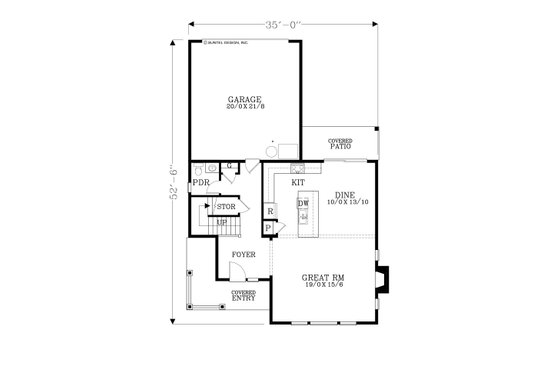 Floor Plan - Main Floor for Craftsman House Plan #53-710 - 4 bed, 2.5 bath