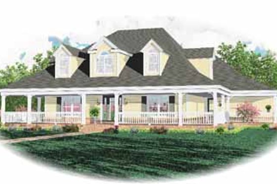 Exterior - Front Elevation for Country House Plan #81-248 - 4 bed, 3.5 bath