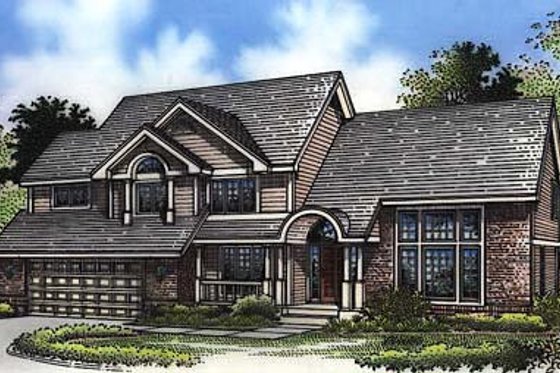 Exterior - Front Elevation for Country House Plan #320-464 - 4 bed, 3 bath