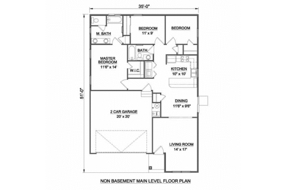 Floor Plan - Main Floor for Bungalow House Plan #116-259 - 3 bed, 2 bath