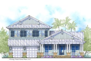 Exterior - Front Elevation 3 for Cottage House Plan #938-89 - 5 bed, 4 bath