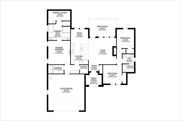 House Design - Floor Plan - Main Floor for Traditional House Plan #1127-8 - 3 bed, 2 bath