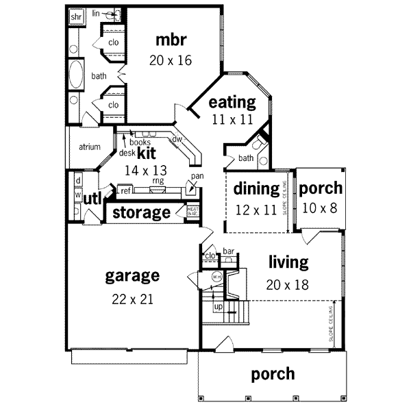 Home Plan - Southern Floor Plan - Main Floor Plan #45-195
