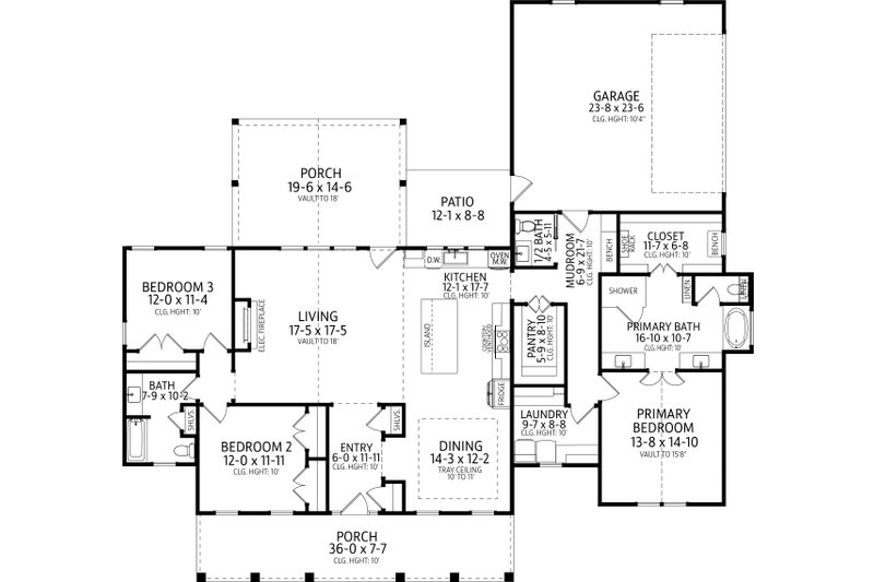 Architectural House Design - Floor Plan - Main Floor for Southern House Plan #406-9674 - 3 bed, 2.5 bath