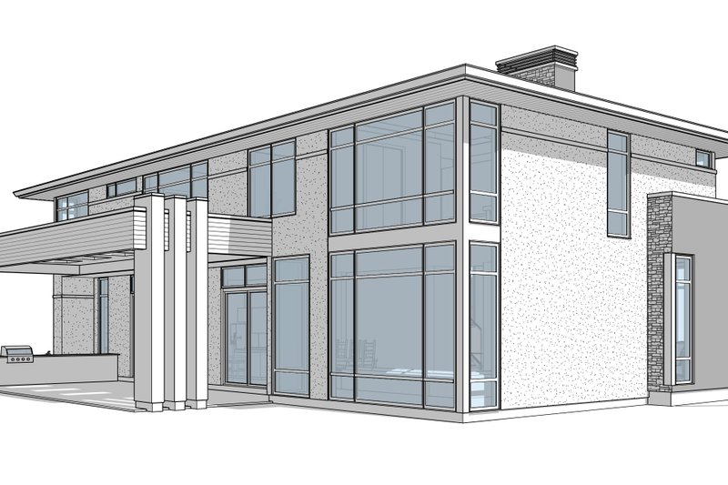 House Blueprint - Exterior - Rear Elevation 2 for Modern House Plan #1114-100 - 4 bed, 4.5 bath