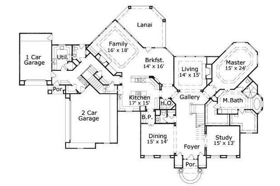 Floor Plan - Main Floor for European House Plan #411-293 - 5 bed, 5.5 bath