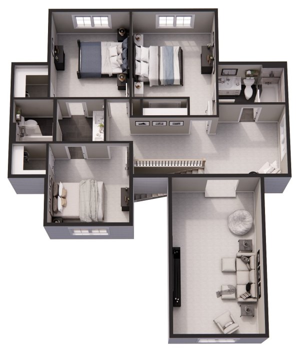 Farmhouse Floor Plan - Upper Floor Plan #51-1418