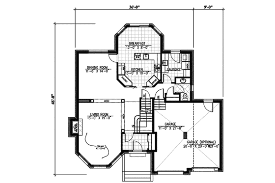 Floor Plan - Main Floor for European House Plan #138-298 - 3 bed, 1.5 bath