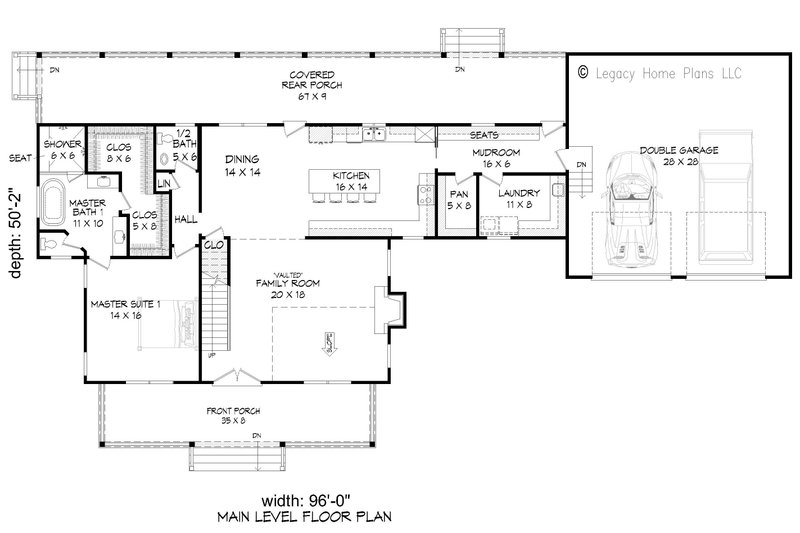 House Plan Design - Floor Plan - Main Floor for Farmhouse House Plan #932-725 - 4 bed, 2.5 bath