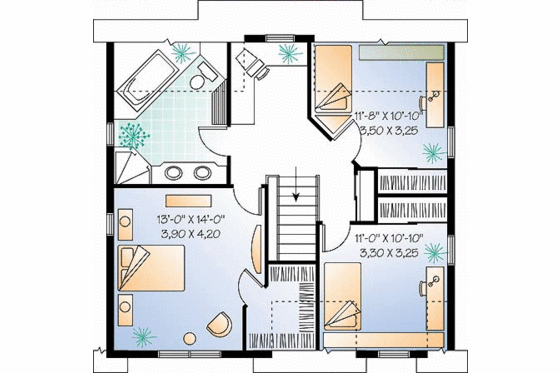 Floor Plan - Upper Floor for Farmhouse House Plan #23-448 - 3 bed, 1.5 bath