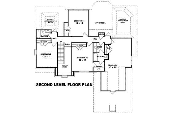 Floor Plan - Upper Floor for European House Plan #81-1496 - 4 bed, 3.5 bath