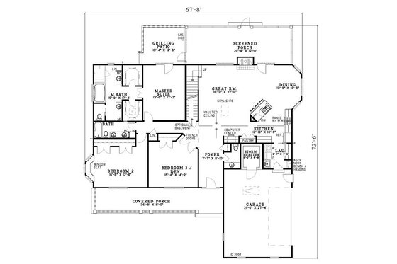 Floor Plan - Main Floor for Farmhouse House Plan #17-454 - 4 bed, 3.5 bath