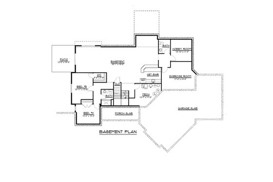 Floor Plan - Lower Floor for Craftsman House Plan #1064-83 - 3 bed, 2.5 bath
