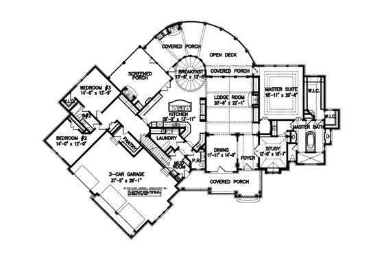 Floor Plan - Main Floor for Craftsman House Plan #54-492 - 4 bed, 3.5 bath