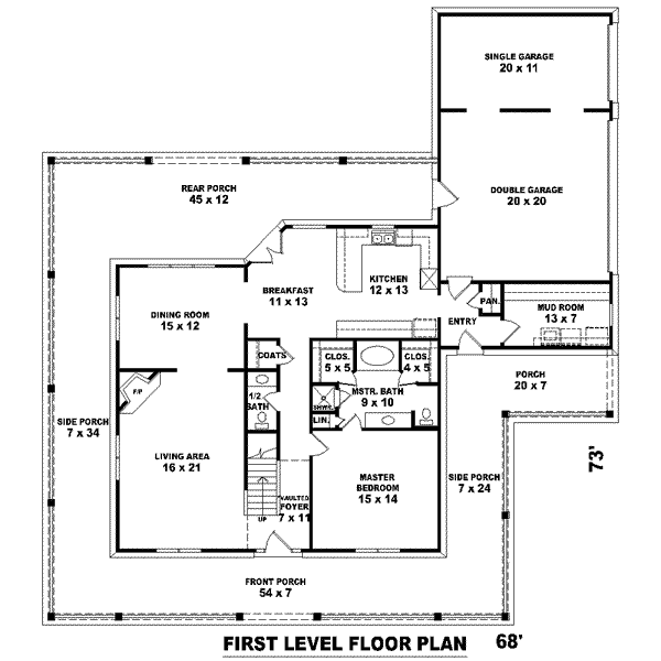 Country Floor Plan - Main Floor Plan #81-1456