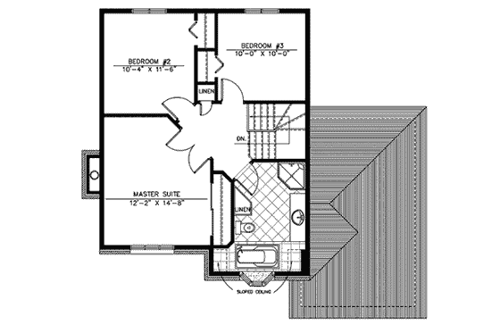 Floor Plan - Upper Floor for European House Plan #138-272 - 3 bed, 1.5 bath