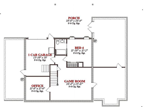 Colonial Floor Plan - Lower Floor Plan #63-290
