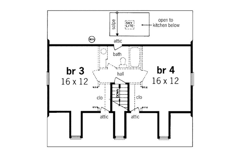 House Blueprint - Floor Plan - Other Floor for Colonial House Plan #45-103 - 2 bed, 1 bath