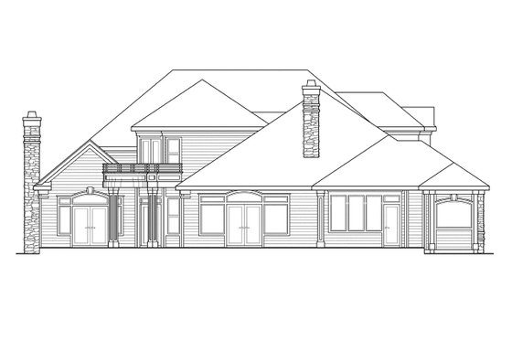 Exterior - Rear Elevation for European House Plan #124-318 - 4 bed, 4.5 bath