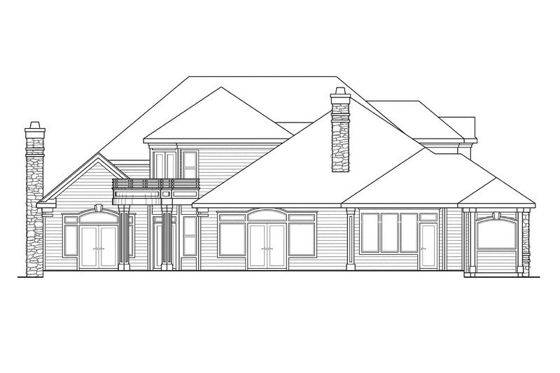 Home Plan - Exterior - Rear Elevation for European House Plan #124-318 - 4 bed, 4.5 bath